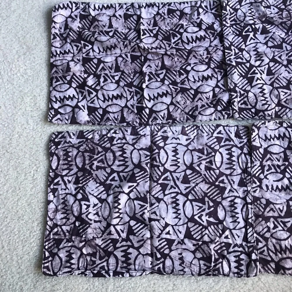 Set of 4 Vintage Handmade Brown & Orange Batik African-Inspired Placemats